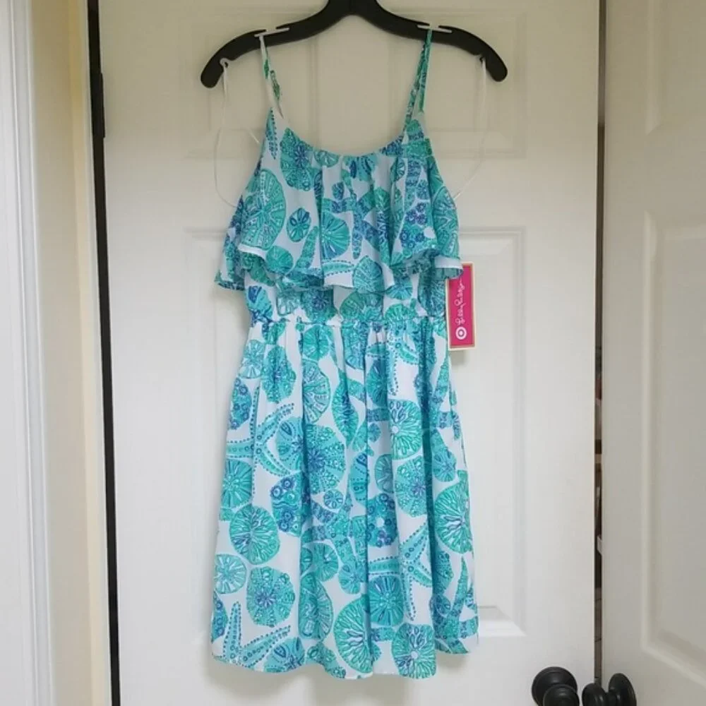 Lilly Pulitzer For Target Sea Urchin Ruffle Blue Seashell Dress - Picture 14 of 14